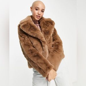Forever New Faux Fur Jacket in Brown